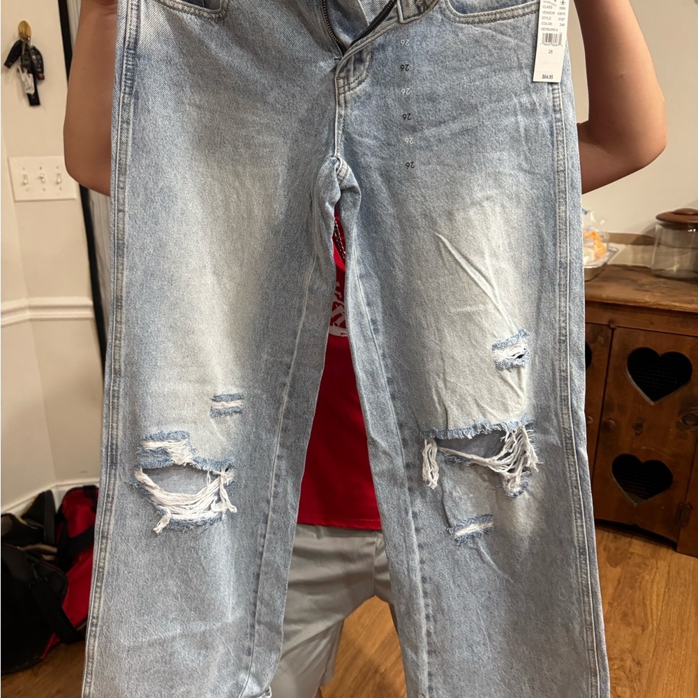 PacSun Light Blue Distressed Flare Jeans